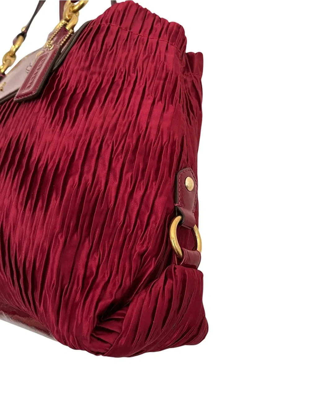 Coach Ashley Satin Ruched Satchel with Gold Hardware